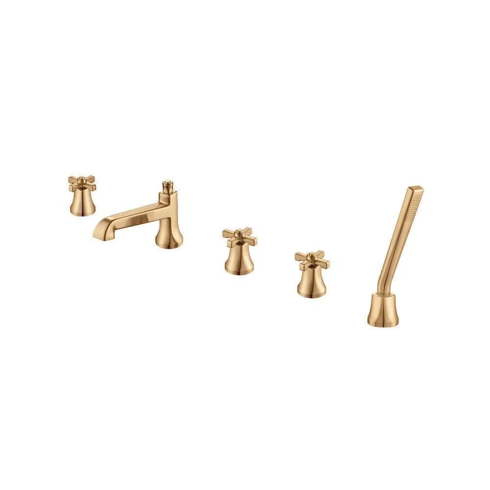 Flusso Serie 270 Five Hole Deck Mounted Roman Tub Faucet with Hand Shower by Flusso