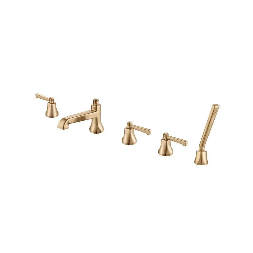 Flusso Serie 270 Five Hole Deck Mounted Roman Tub Faucet with Hand Shower by Flusso