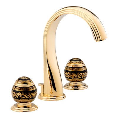 THG Paris Marquise Gold Decor Widespread Lavatory Set with Drain