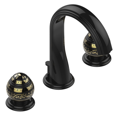 THG Paris Marquise Gold Decor Widespread Lavatory Set with Drain by THG Paris