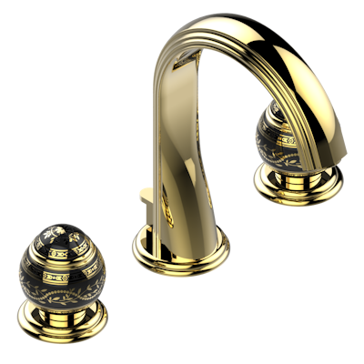 THG Paris Marquise Gold Decor Widespread Lavatory Set with Drain by THG Paris