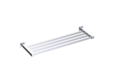 polished chrome towel shelf