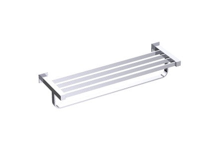 polished chrome towel shelf