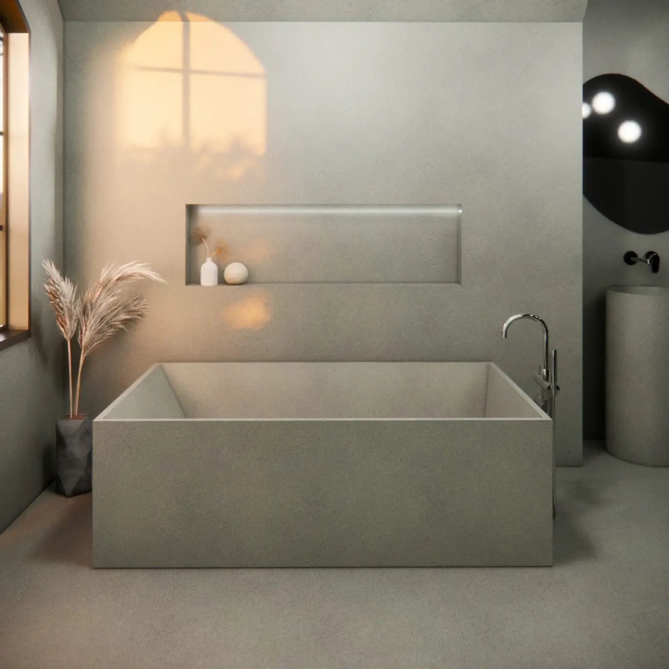 Balux Brek 72 Rectangular Concrete Freestanding Bathtub by Balux