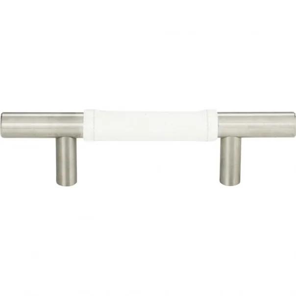 Atlas Zanzibar White Leather Pull 3 Inch (c-c) by Atlas
