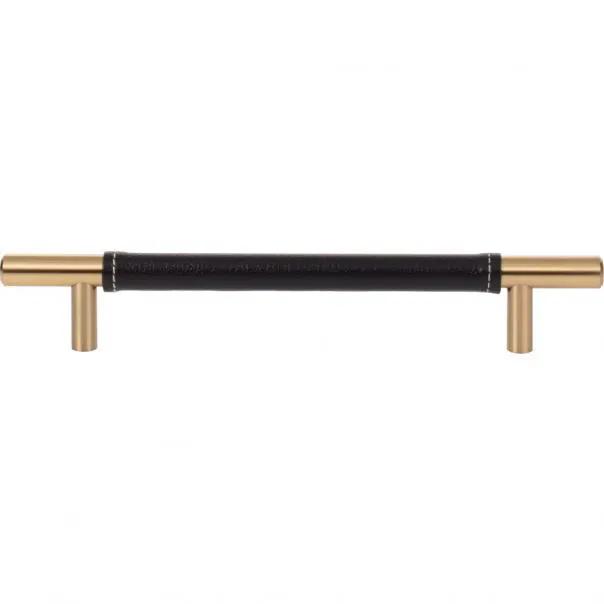 Atlas Zanzibar Black Leather Pull 6 5/16 Inch (c-c) by Atlas