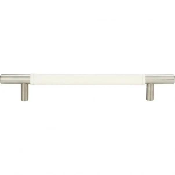 Atlas Zanzibar White Leather Pull 6 5/16 Inch (c-c) by Atlas