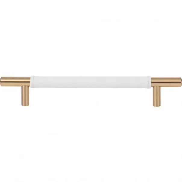 Atlas Zanzibar White Leather Pull 6 5/16 Inch (c-c) by Atlas