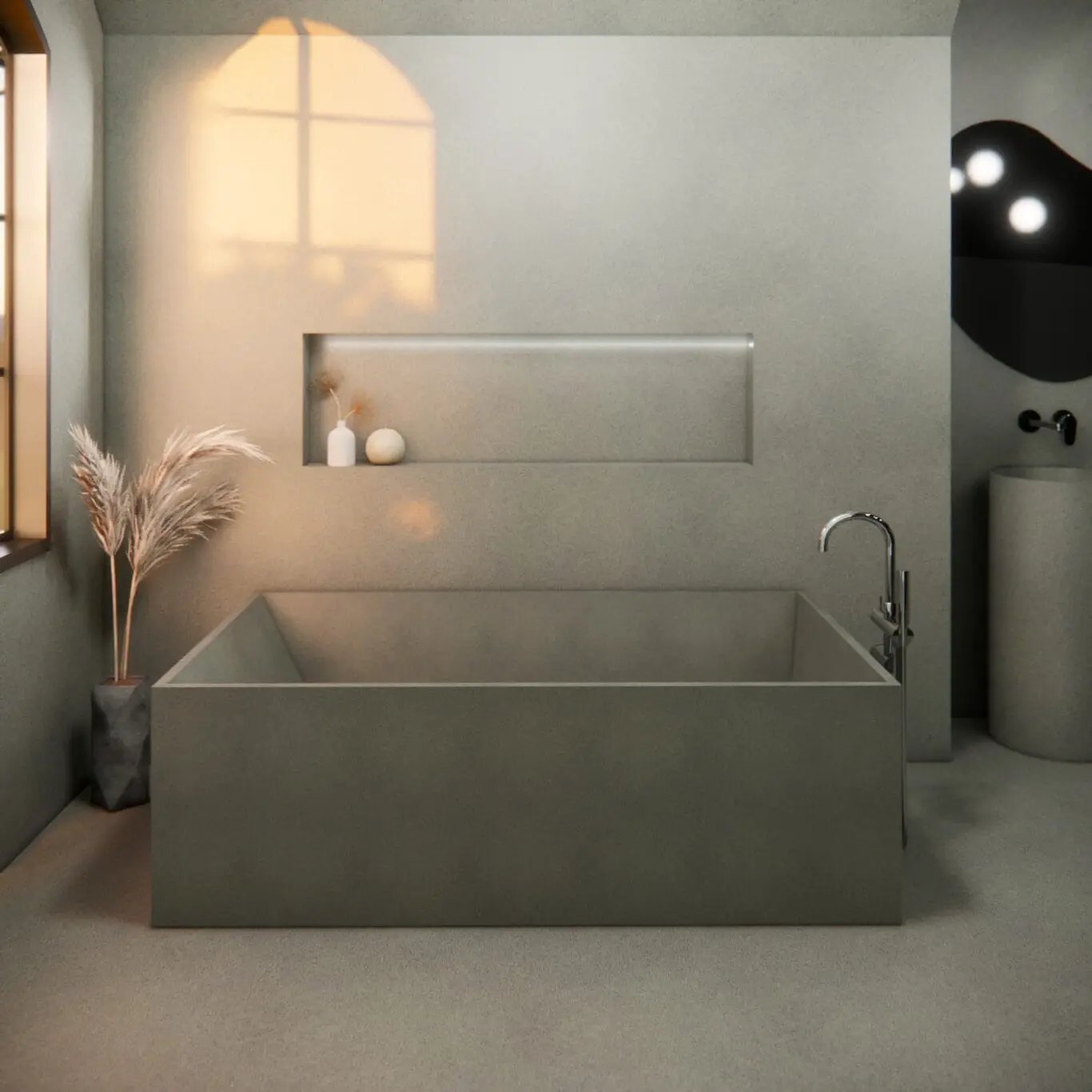 Balux Brek 72 Rectangular Concrete Freestanding Bathtub by Balux