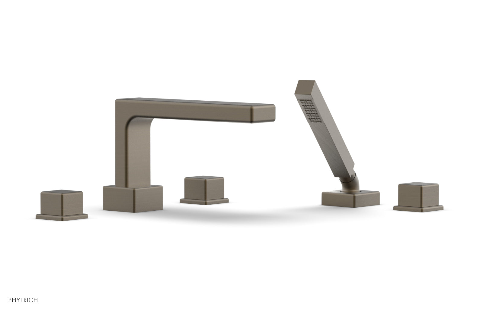 Phylrich MIX Deck Tub Set with Hand Shower - Cube Handles by Phylrich