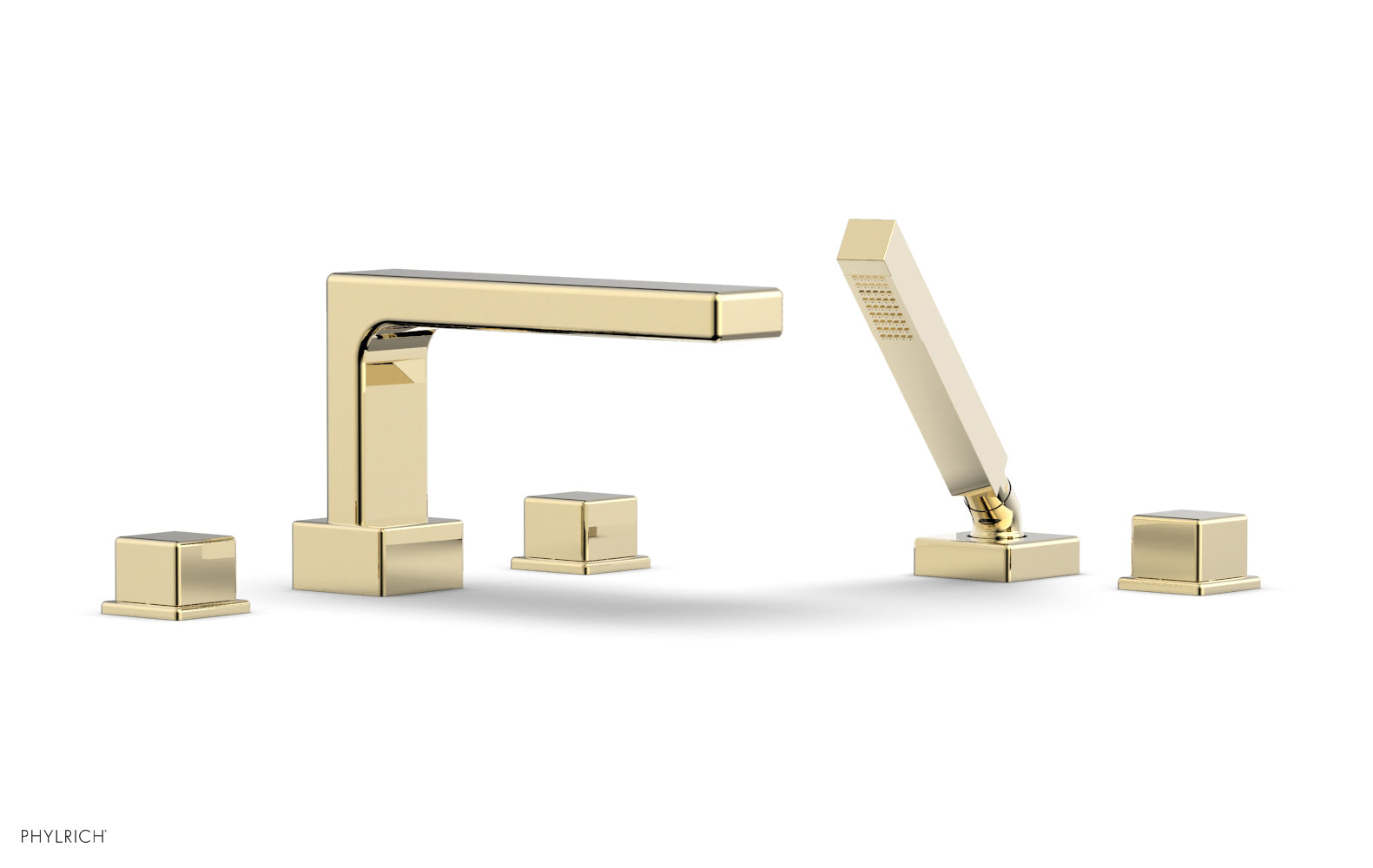 Phylrich MIX Deck Tub Set with Hand Shower - Cube Handles