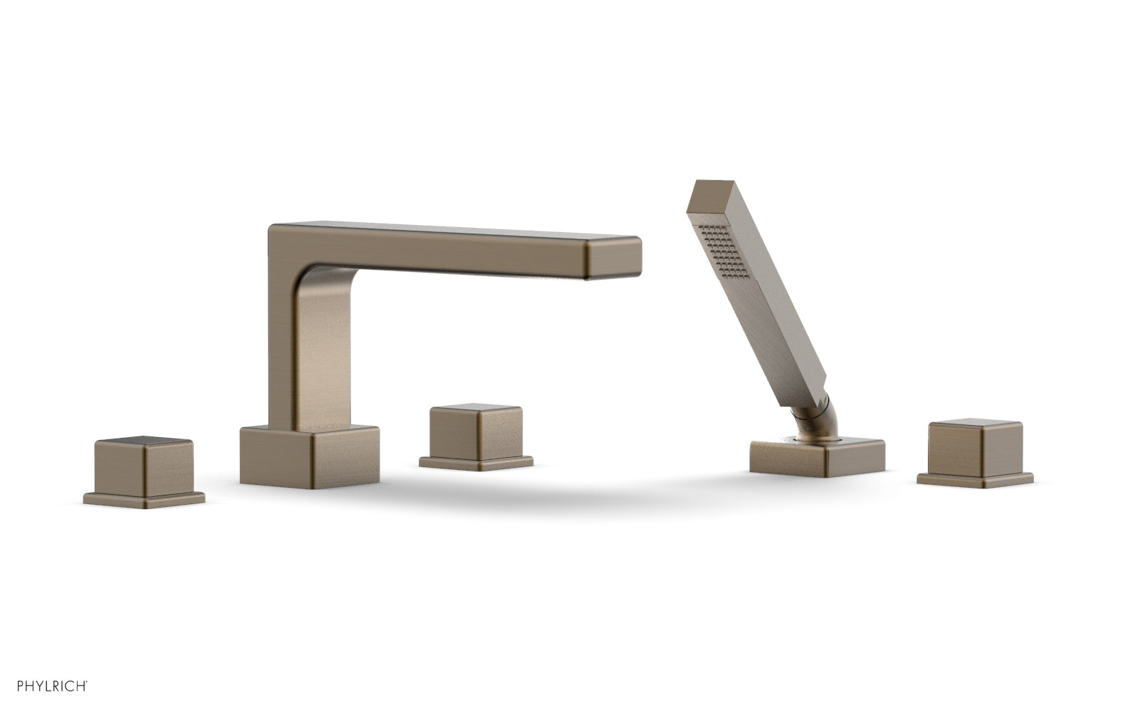 Phylrich MIX Deck Tub Set with Hand Shower - Cube Handles