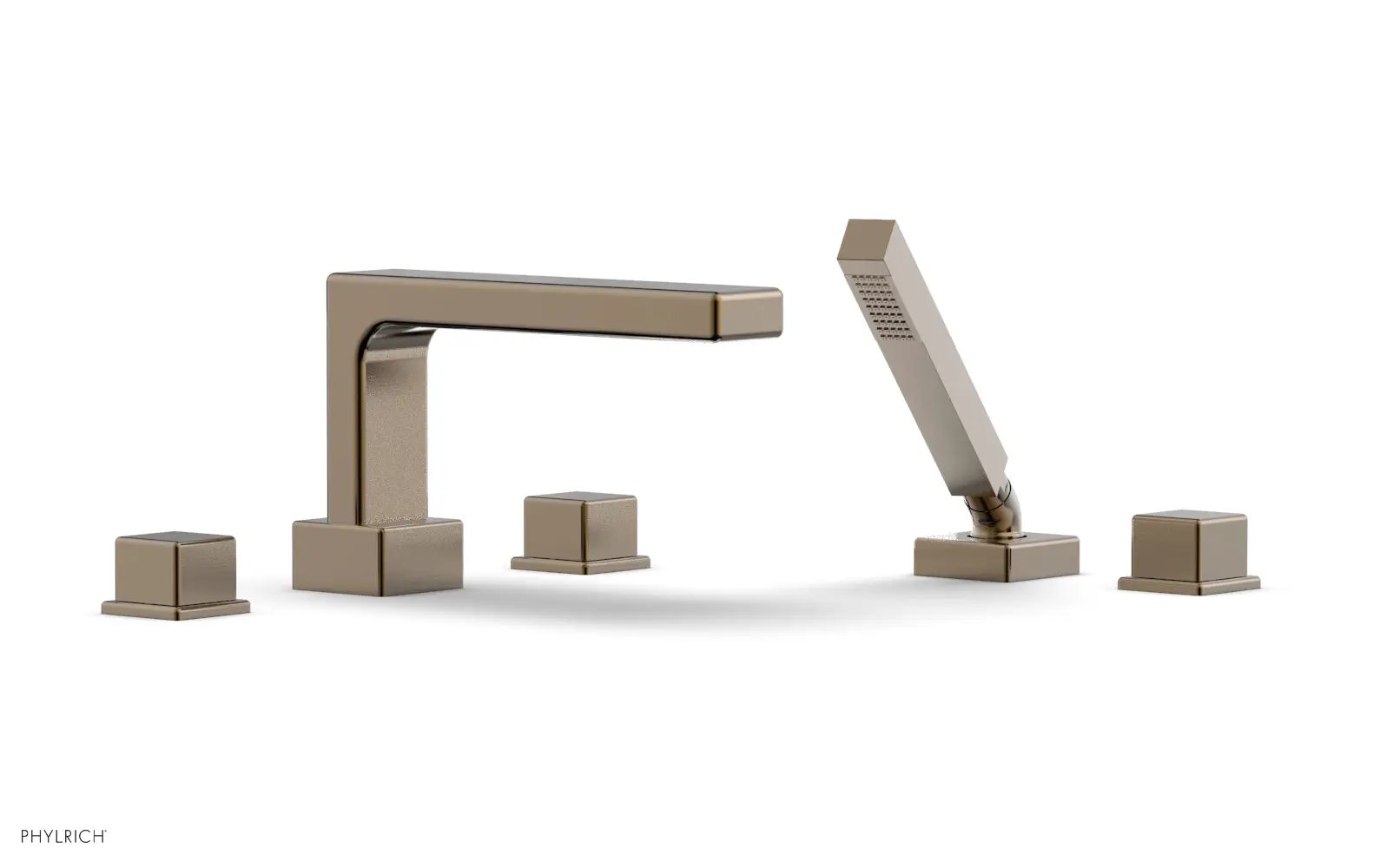 Phylrich MIX Deck Tub Set with Hand Shower - Cube Handles by Phylrich