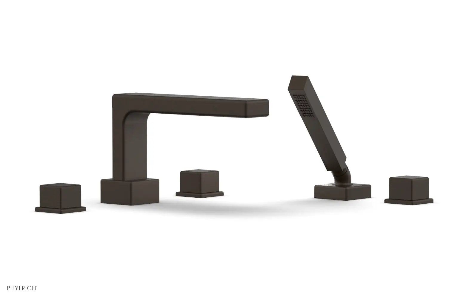 Phylrich MIX Deck Tub Set with Hand Shower - Cube Handles by Phylrich
