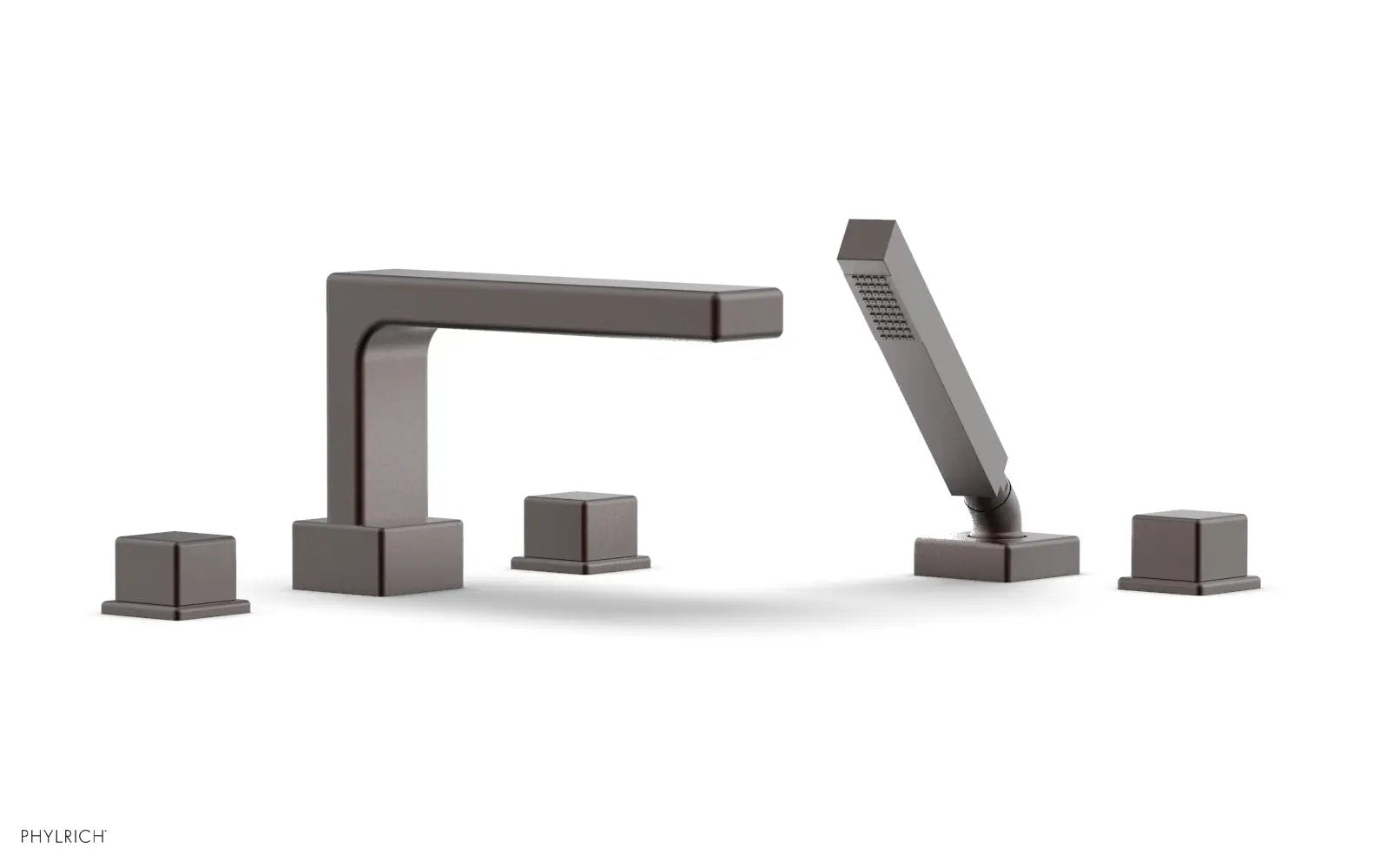 Phylrich MIX Deck Tub Set with Hand Shower - Cube Handles by Phylrich