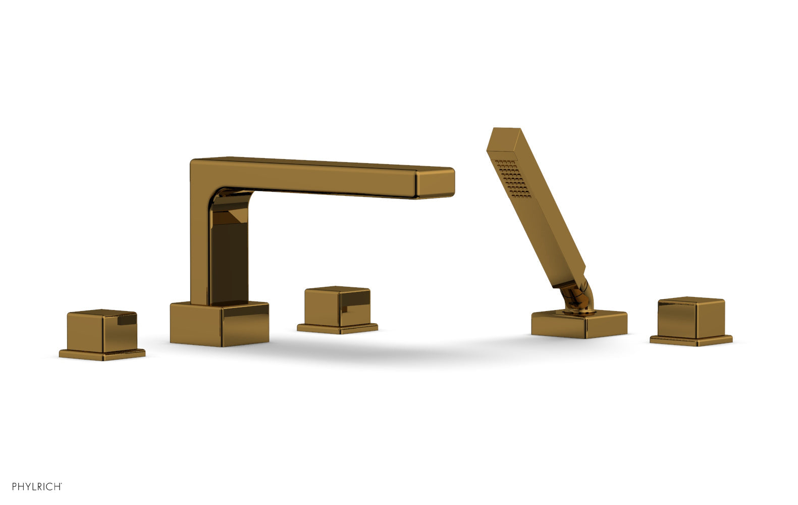 Phylrich MIX Deck Tub Set with Hand Shower - Cube Handles