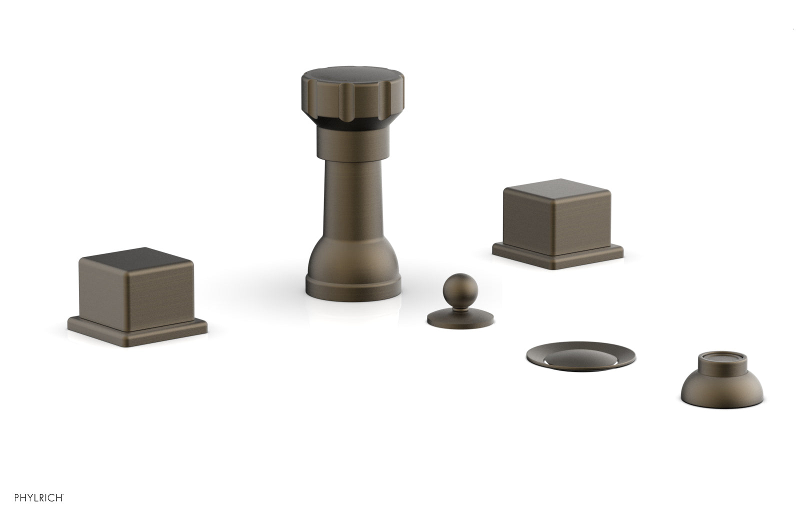 Phylrich MIX Four Hole Bidet Set - Cube Handles