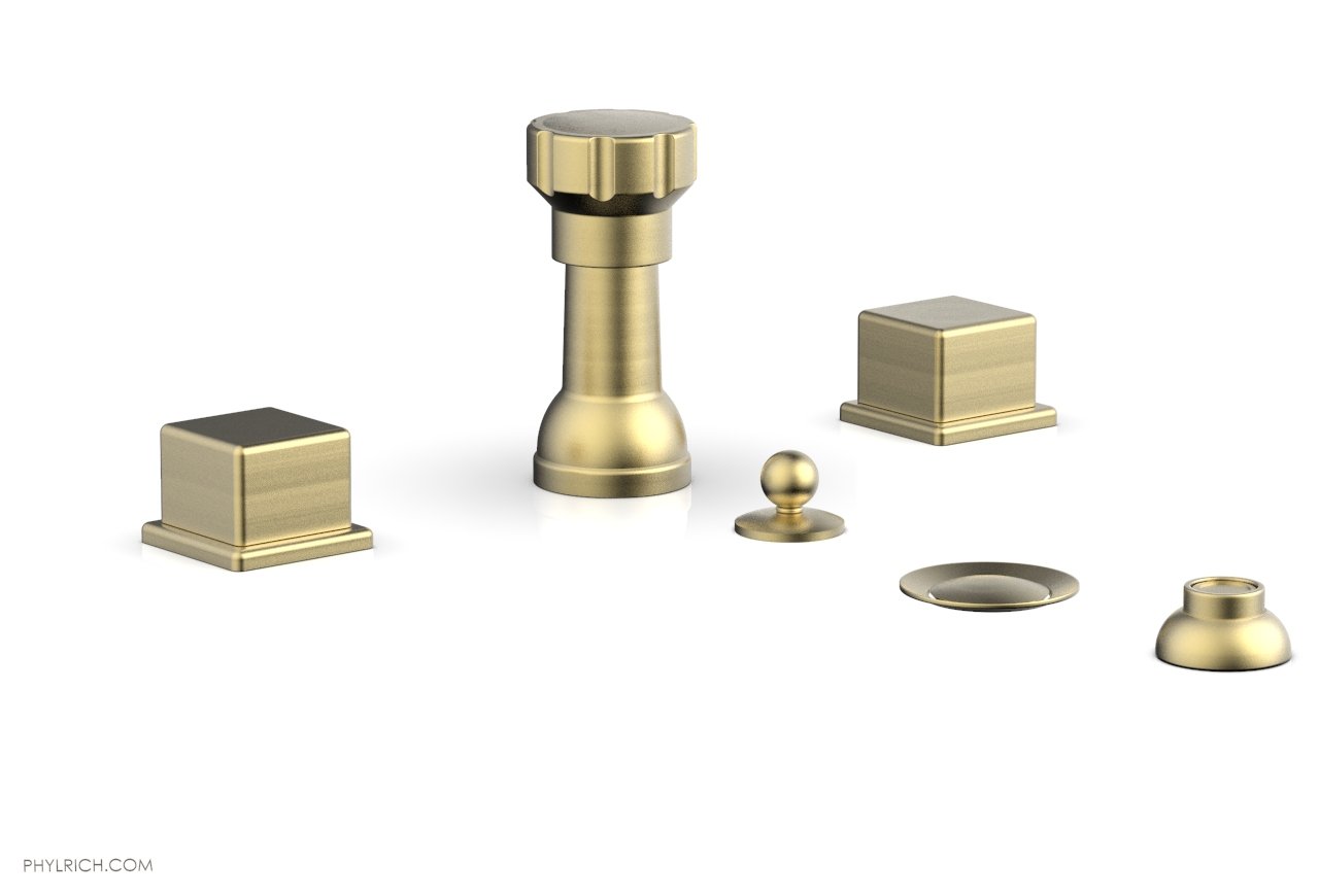 Phylrich MIX Four Hole Bidet Set - Cube Handles by Phylrich