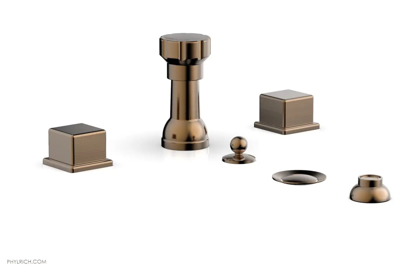 Phylrich MIX Four Hole Bidet Set - Cube Handles by Phylrich