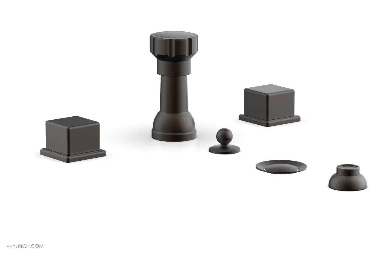 Phylrich MIX Four Hole Bidet Set - Cube Handles by Phylrich
