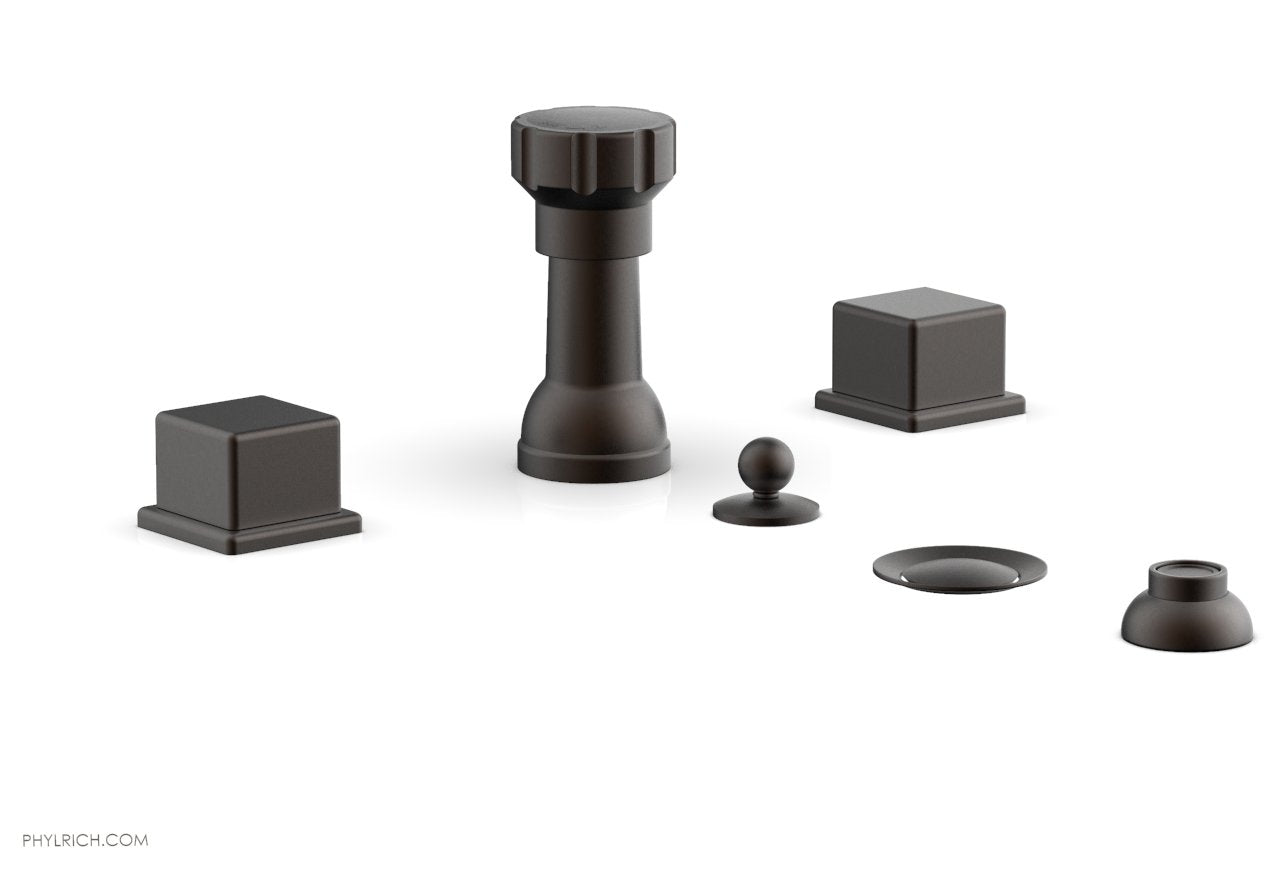 Phylrich MIX Four Hole Bidet Set - Cube Handles