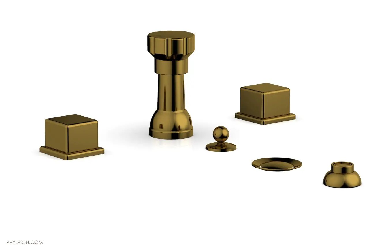 Phylrich MIX Four Hole Bidet Set - Cube Handles by Phylrich