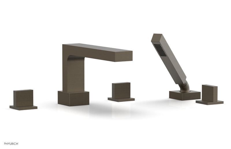 Phylrich STRIA Deck Tub Set with Hand Shower Blade Handles