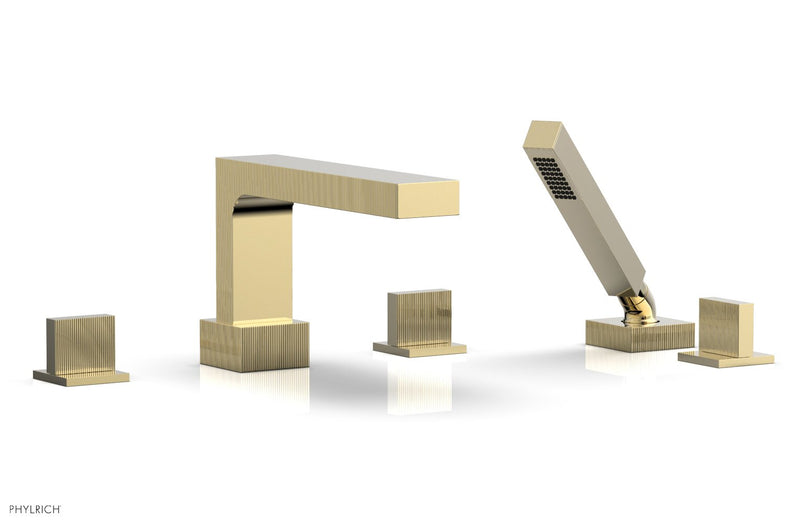 Phylrich STRIA Deck Tub Set with Hand Shower Blade Handles