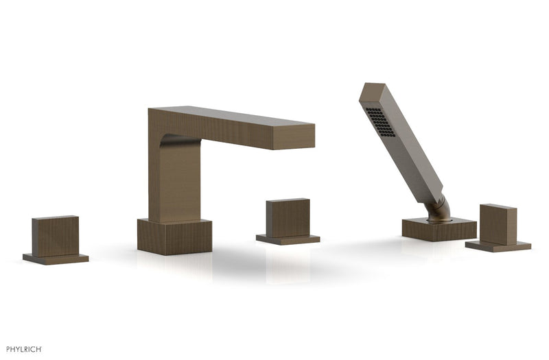 Phylrich STRIA Deck Tub Set with Hand Shower Blade Handles