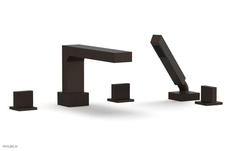 Phylrich STRIA Deck Tub Set with Hand Shower Blade Handles