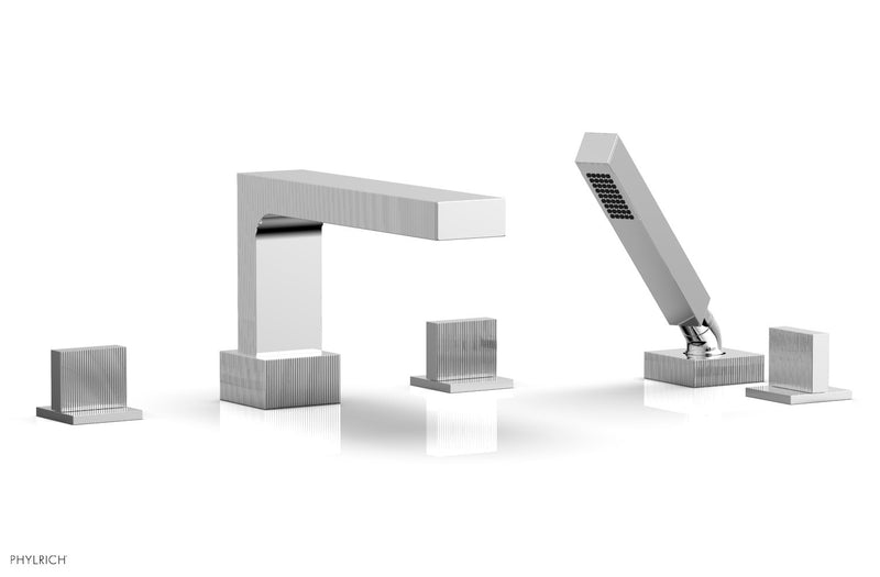 polished chrome deck tub set