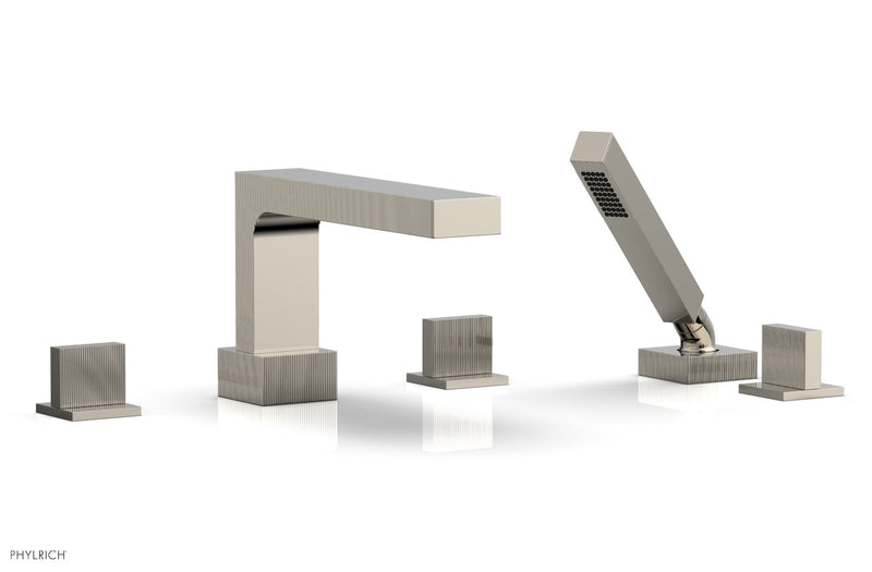 Phylrich STRIA Deck Tub Set with Hand Shower Blade Handles