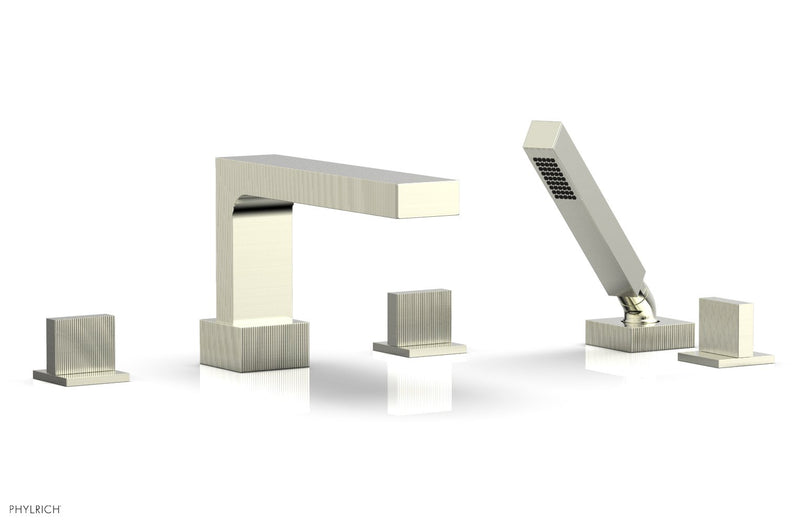 Phylrich STRIA Deck Tub Set with Hand Shower Blade Handles