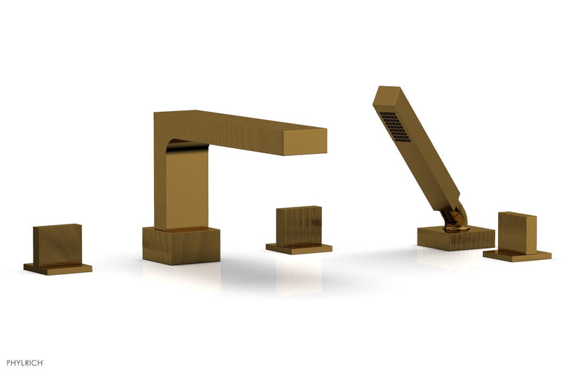 Phylrich STRIA Deck Tub Set with Hand Shower Blade Handles