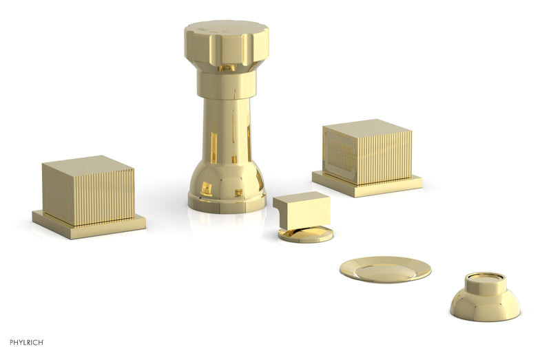 Phylrich STRIA Four Hole Bidet Set - Cube Handles