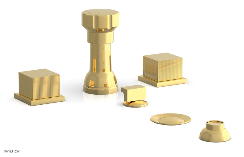 Phylrich STRIA Four Hole Bidet Set - Cube Handles