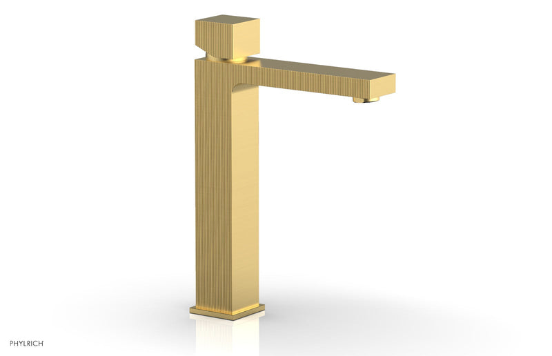 Phylrich STRIA Single Hole Lavatory Faucet, Tall - Cube Handle