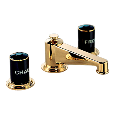 THG Paris Faubourg Black Porcelain Widespread Lavatory Set with Drain by THG Paris