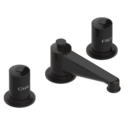 THG Paris Faubourg Black Porcelain Widespread Lavatory Set with Drain by THG Paris