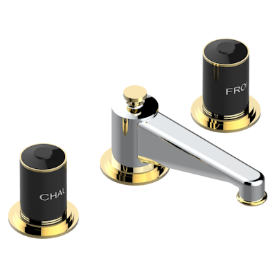 THG Paris Faubourg Black Porcelain Widespread Lavatory Set with Drain by THG Paris