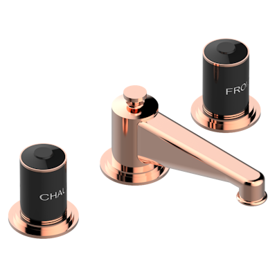 THG Paris Faubourg Black Porcelain Widespread Lavatory Set with Drain by THG Paris
