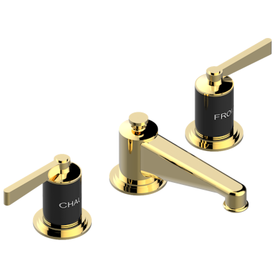 THG Paris Faubourg Black Porcelain with Lever Handles Widespread Lavatory Set with Drain by THG Paris