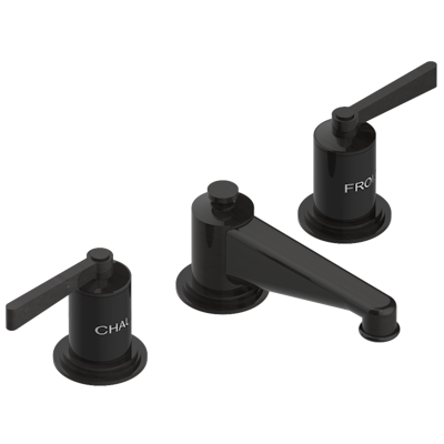 THG Paris Faubourg Black Porcelain with Lever Handles Widespread Lavatory Set with Drain by THG Paris