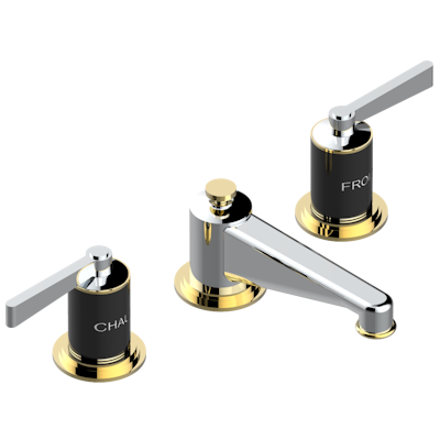THG Paris Faubourg Black Porcelain with Lever Handles Widespread Lavatory Set with Drain by THG Paris