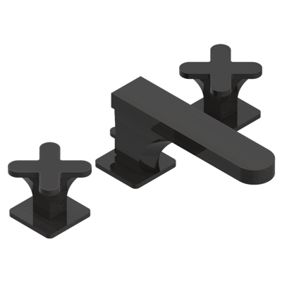 THG Paris Profile Black Onyx Widespread Lavatory Set with Drain by THG Paris