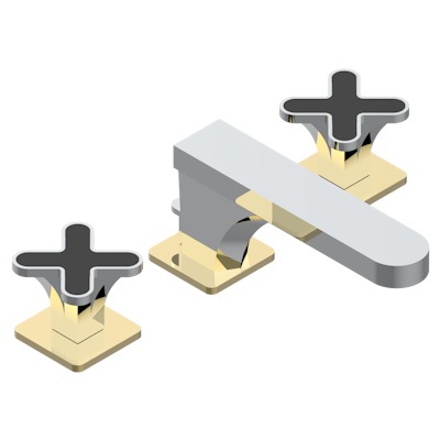 THG Paris Profile Black Onyx Widespread Lavatory Set with Drain by THG Paris