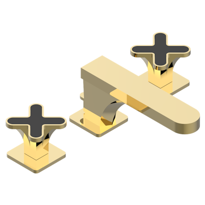 THG Paris Profile Black Onyx Widespread Lavatory Set with Drain by THG Paris