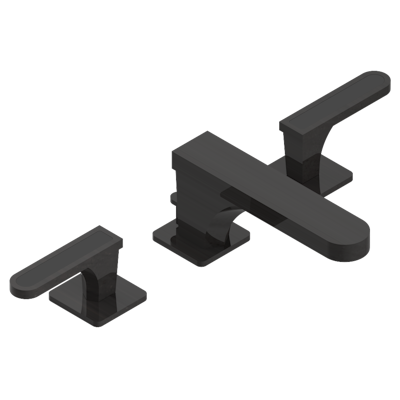 THG Paris Profile Black Onyx with Lever Handles Widespread Lavatory Set with Drain