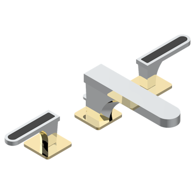 THG Paris Profile Black Onyx with Lever Handles Widespread Lavatory Set with Drain