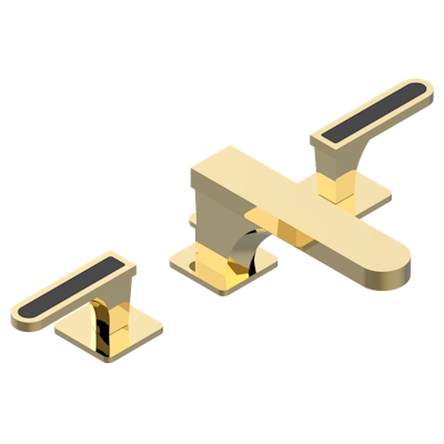 THG Paris Profile Black Onyx with Lever Handles Widespread Lavatory Set with Drain